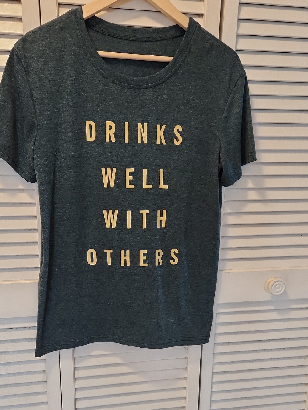 Source Unknown Dark Teal Graphic Tee with Yellow Lettering